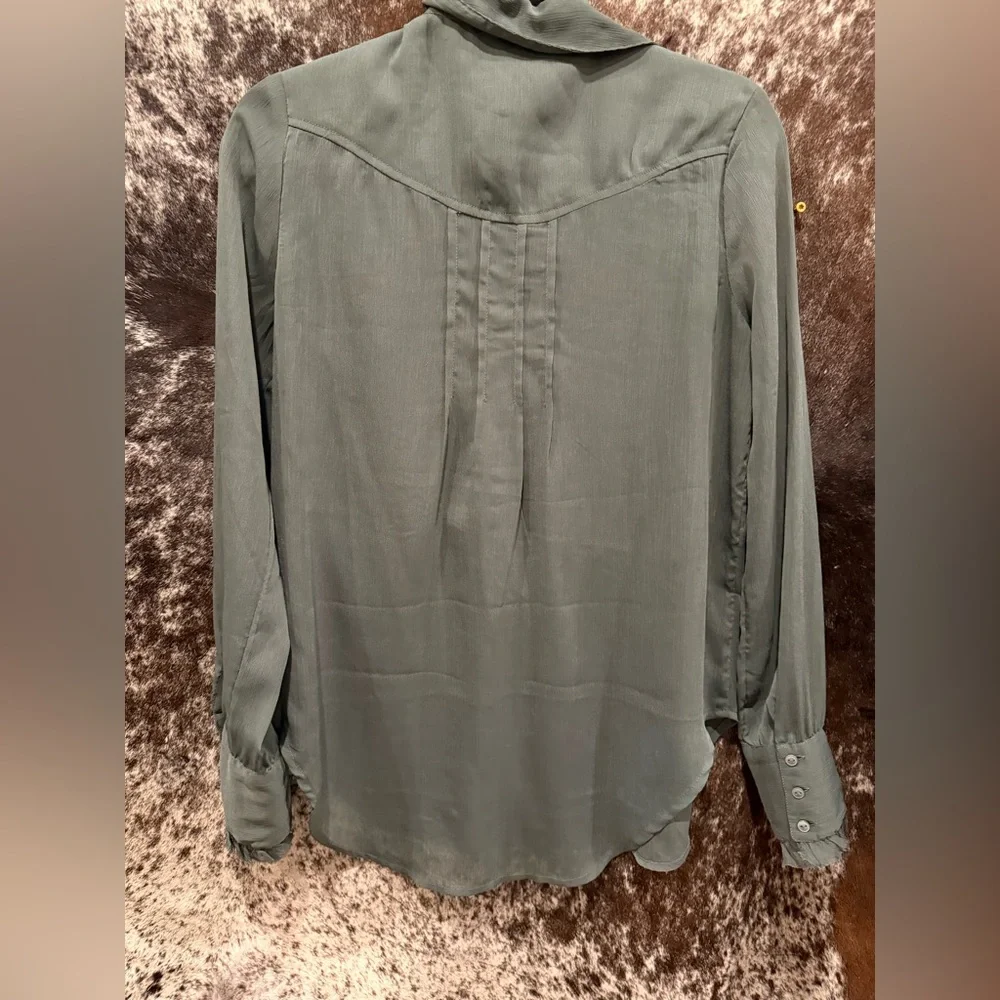 Free People Ruffled Green Blouse - Picture 3 of 3